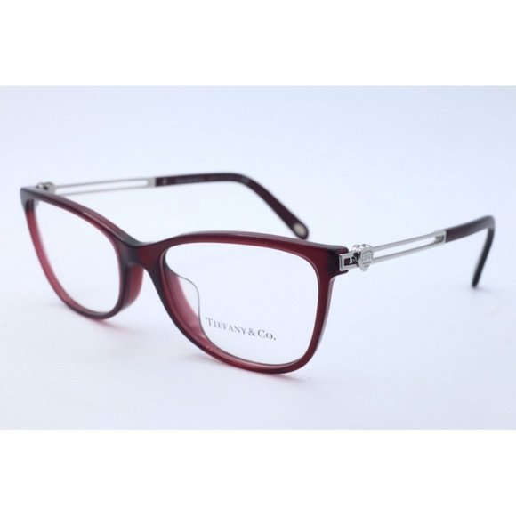 Tiffany & Co. TF 2151-F 8003 Opal Dark Cherry Cat Eye Eyeglasses Clear Lenses